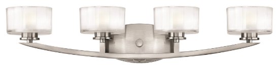 Picture of 4.5w Bath Meridian G9 LED Thick Faceted Clear Inside Etched Brushed Nickel Bath Four Light