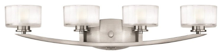 Foto para 4.5w Bath Meridian G9 LED Thick Faceted Clear Inside Etched Brushed Nickel Bath Four Light