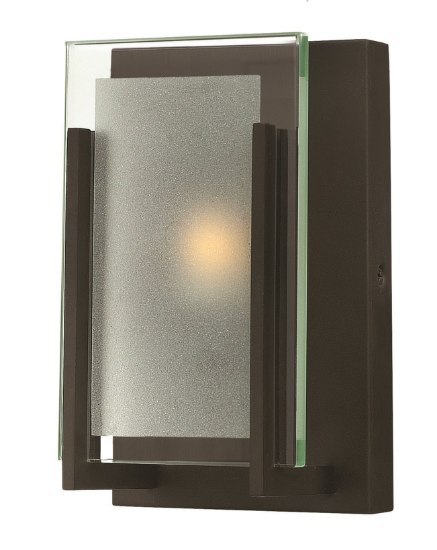 Picture of 60w Bath Latitude G-9 Clear Beveled Inside-Etched Oil Rubbed Bronze Bath Sconce