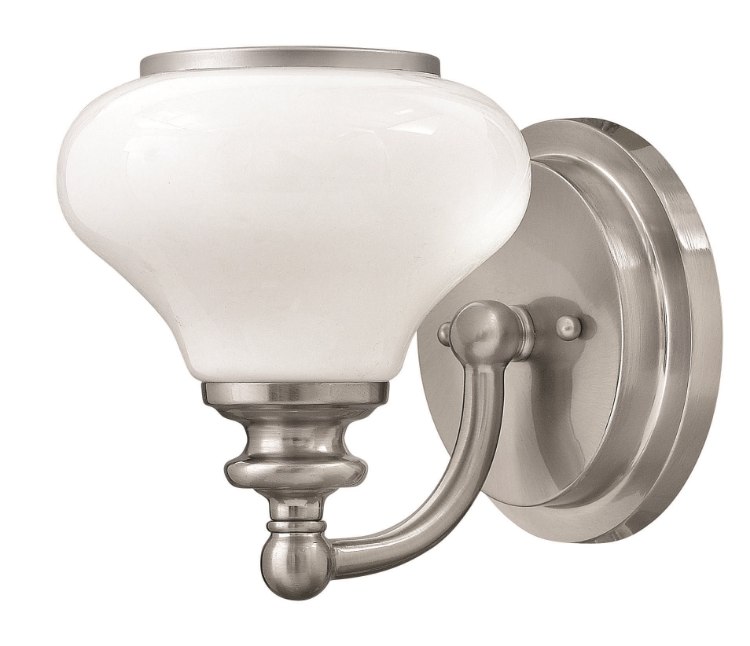Foto para 100w Bath Ainsley MED Cased Opal Brushed Nickel Bath Sconce