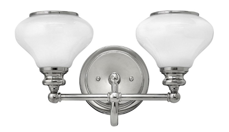 Foto para 100w Bath Ainsley MED Cased Opal Polished Nickel Bath Two Light