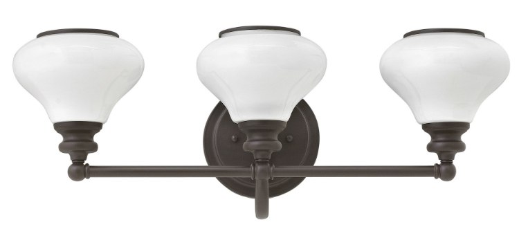 Foto para 100w Bath Ainsley MED Cased Opal Buckeye Bronze Bath Three Light