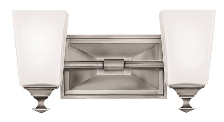 Foto para 117w Bath Baldwin INCAN. LED MED Etched Opal Antique Nickel Bath Two Light