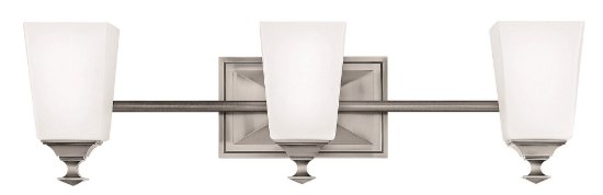 Foto para 117w Bath Baldwin INCAN. LED Etched Opal Antique Nickel Bath Three Light