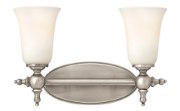 Foto para 100w Bath Yorktown MED Etched Opal Antique Nickel Bath Two Light