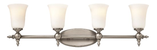 Foto para 100w Bath Yorktown MED Etched Opal Antique Nickel Bath Four Light