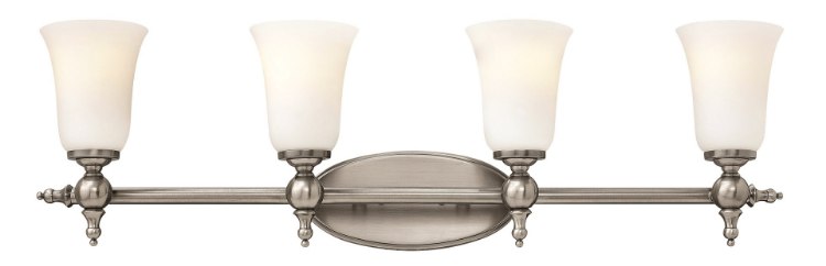 Foto para 100w Bath Yorktown MED Etched Opal Antique Nickel Bath Four Light