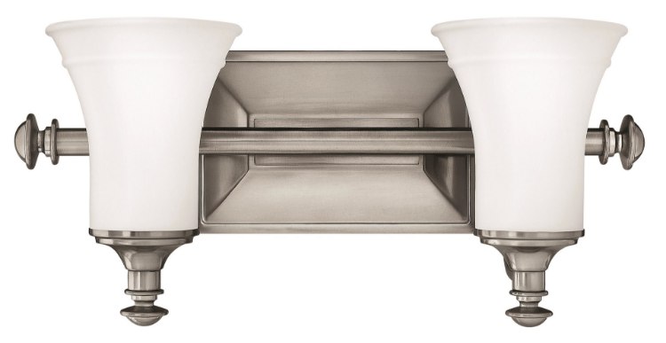 Foto para 100w Bath Alice MED Etched Opal Antique Nickel Bath Two Light