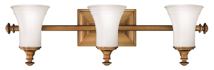 Foto para 100w Bath Alice MED Etched Opal Brushed Bronze Bath Three Light