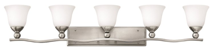 Foto para 100w Bath Bolla MED Etched Opal Brushed Nickel Bath Five Light