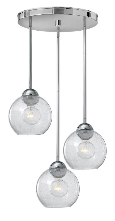 Foto para 100w Pendant Vivo MED Clear Seedy Polished Chrome* Pendant Pairings