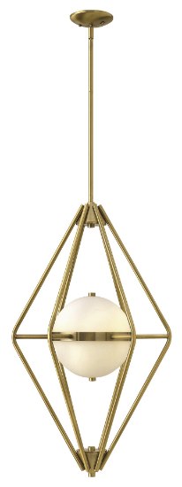 Foto para 100w Foyer Spectra MED White Etched Sphere Retro Brass Stem Hung Foyer