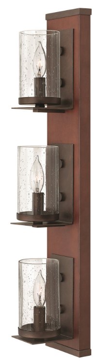 Foto para 60w Sconce Jasper CAND Clear Seedy Rustic Iron* Three Light Sconce