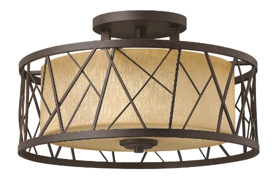 Foto para 75w Foyer Nest MED Distressed Amber Etched Oil Rubbed Bronze* Semi-flush Mount