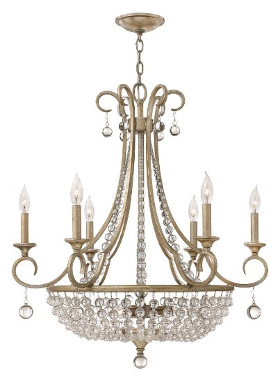 Foto para 60w Chandelier Caspia CAND Silver Leaf* Single Tier Foyer