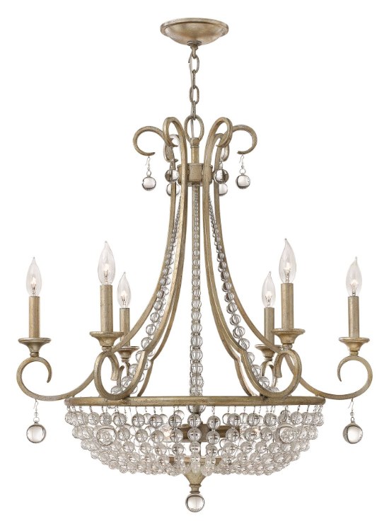 Picture of 60w Chandelier Caspia CAND Silver Leaf* Single Tier Foyer
