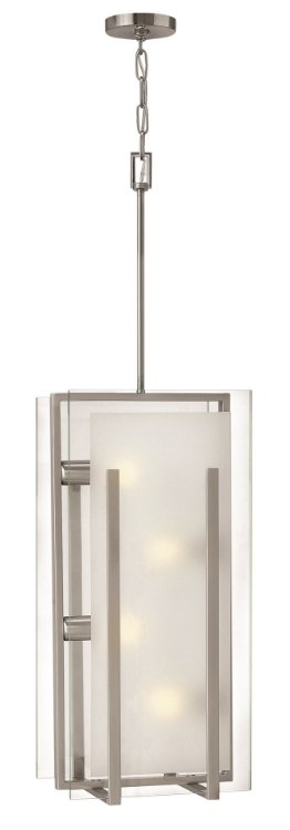 Picture of 100w Foyer Latitude MED Clear Beveled Inside-Etched Brushed Nickel* Stem Hung Foyer
