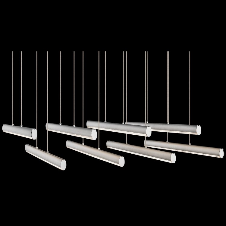 Foto para 1396lm Railways Clear Crystal Lens Chrome & Satin Aluminum Integrated LED 8 (light) pendant