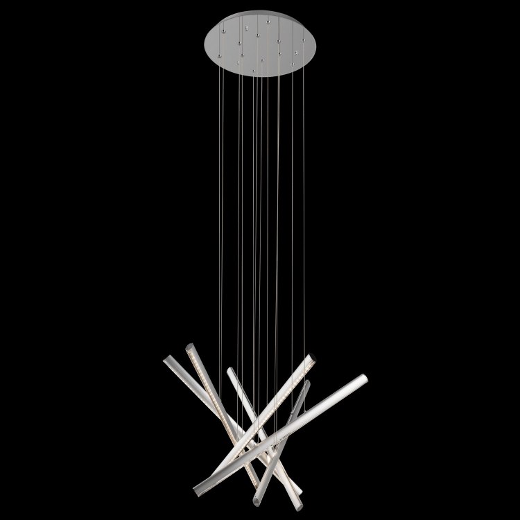 Foto para 1164lm Railways Clear Crystal Lens Chrome & Satin Aluminum Integrated LED 6 (light) pendant