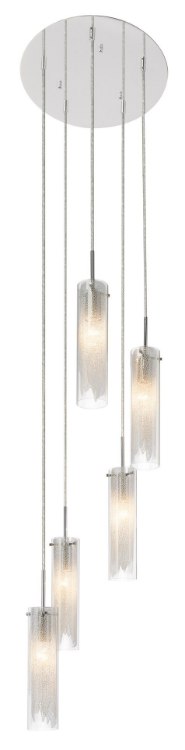 Foto para 60w Rysalis Clear W/ White Metal Filigree Chrome E26 (Medium) 5 light spiral pendant