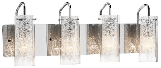 Foto para 60w Rysalis Clear W/ White Metal Filigree Chrome E26 (Medium) 4 light vanity