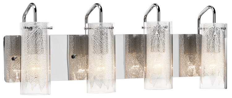 Foto para 60w Rysalis Clear W/ White Metal Filigree Chrome E26 (Medium) 4 light vanity