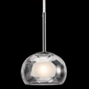 Picture of 40w Niu Clear Optic Outside Glass With Satin-Etched Inner Globe With Clear Glass Reveal Chrome G9 mini pendant