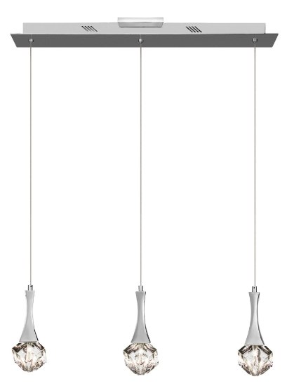 Foto para 20w Rockne Clear K9 Crystal Chrome G4 3 light linear pendant