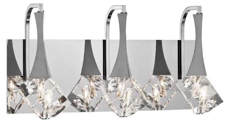 Foto para 20w Rockne Clear K9 Crystal Chrome G4 3 light vanity