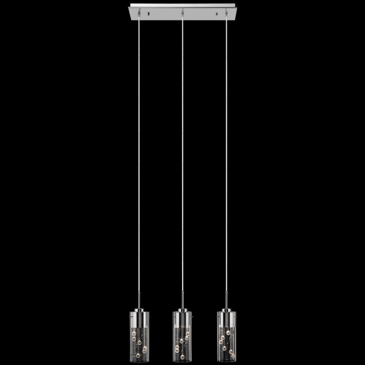 Foto para 35w Shayla Plated Chrome Finish On Clear Glass With Faceted Crystal Accents Chrome GU10 3 light linear pendant