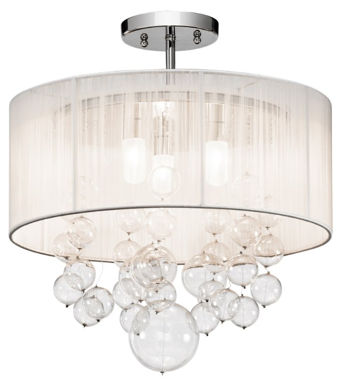 Foto para 40w Imbuia White String W/ Clear Blown Circle Glass Chrome G9 16" Semi-Flush