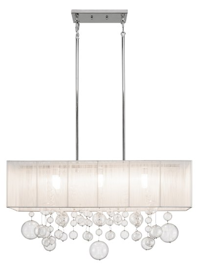 Picture of 40w Imbuia White String W/ Clear Blown Circle Glass Chrome G9 32" Rectangle Pendant