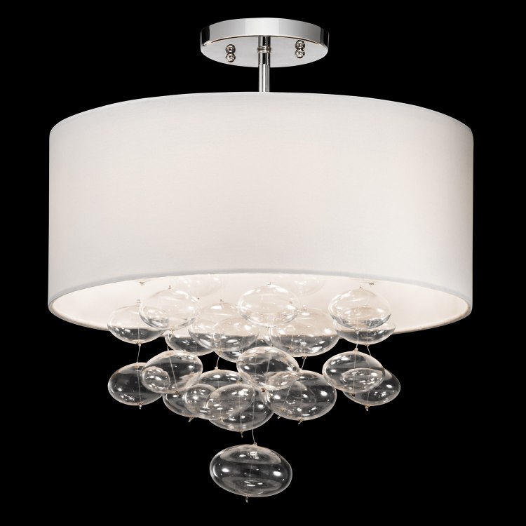 Foto para 40w Piatt White Hardback W/ Clear Blown Saucer Glass Chrome G9 16" Semi-Flush