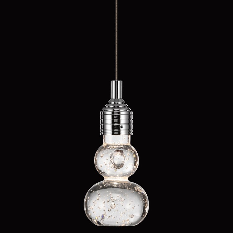 Foto para 102lm Xela Clear  Bubble Crystal Chrome Integrated LED Warm white LED Mini Pendant