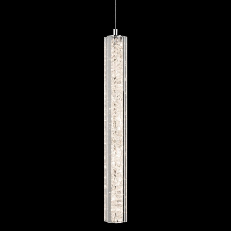 Foto para 687lm Crushed Ice Clear Crystal W/ Crystal Gems Chrome Integrated LED 1-Light LED Pendant