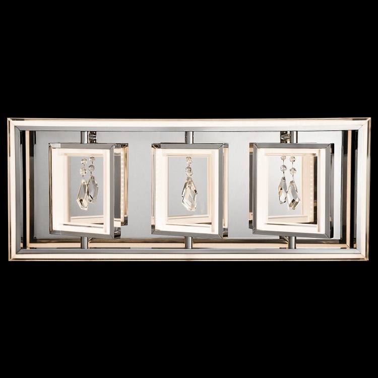 Foto para 1035lm Maze Clear Acrylic Etched Inside With Hanging Crystal Accents Chrome Integrated LED 3 Light Vanity
