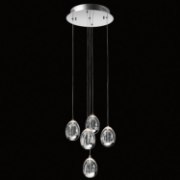 Foto para 1343lm Lavinia K9 Bubble Crystal With Faceted Edge Chrome Integrated LED 5 Light Pendant Cluster