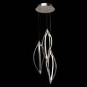 Foto para 1235lm Meridian Etched Acrylic Brushed Nickel Integrated LED 3 Head Pendant Cluster