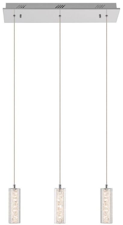 Foto para 949lm Neruda Clear Crystal W/ Crystal Gems Chrome Integrated LED cool white LED 3 light linear pendant