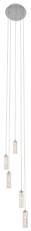 Foto para 1502lm Neruda Clear Crystal W/ Crystal Gems Chrome Integrated LED cool white LED 5 light spiral pendant