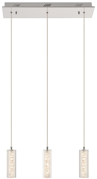 Foto para 949lm Neruda Clear Crystal W/ Crystal Gems Chrome Integrated LED warm white LED 3 light linear pendant