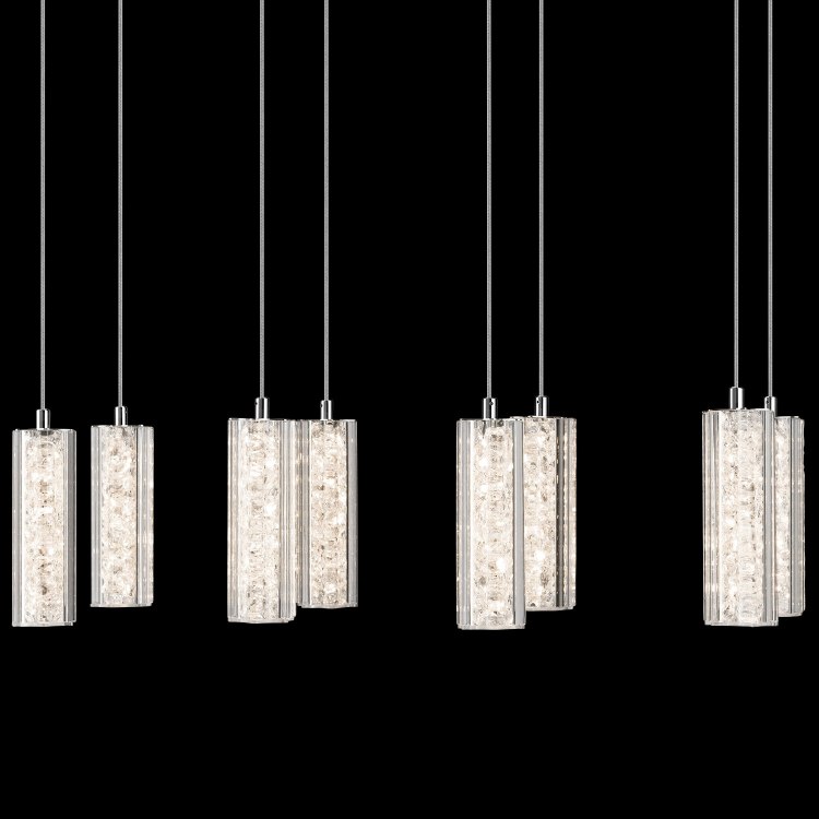Foto para 2330lm Neruda Clear Crystal W/ Crystal Gems Chrome Integrated LED warm white LED 2 x 4 light pendant cluster