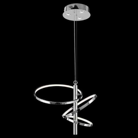 Foto para 1600lm Sirkus Etched Acrylic Chrome Integrated LED warm white LED 3 Ring (light) + 3 Recessed Pendant