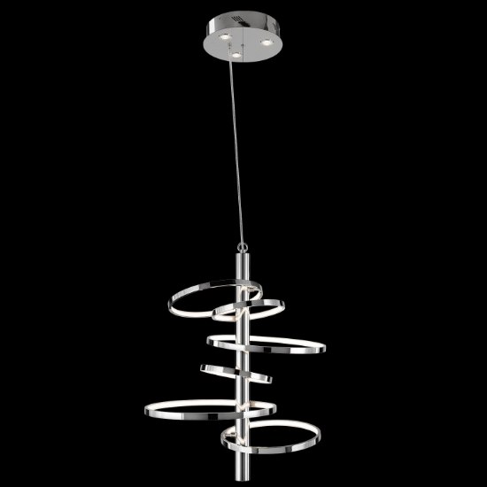 Foto para 2451lm Sirkus Etched Acrylic Chrome Integrated LED warm white LED 6 Ring (light) + 3 Recessed Pendant