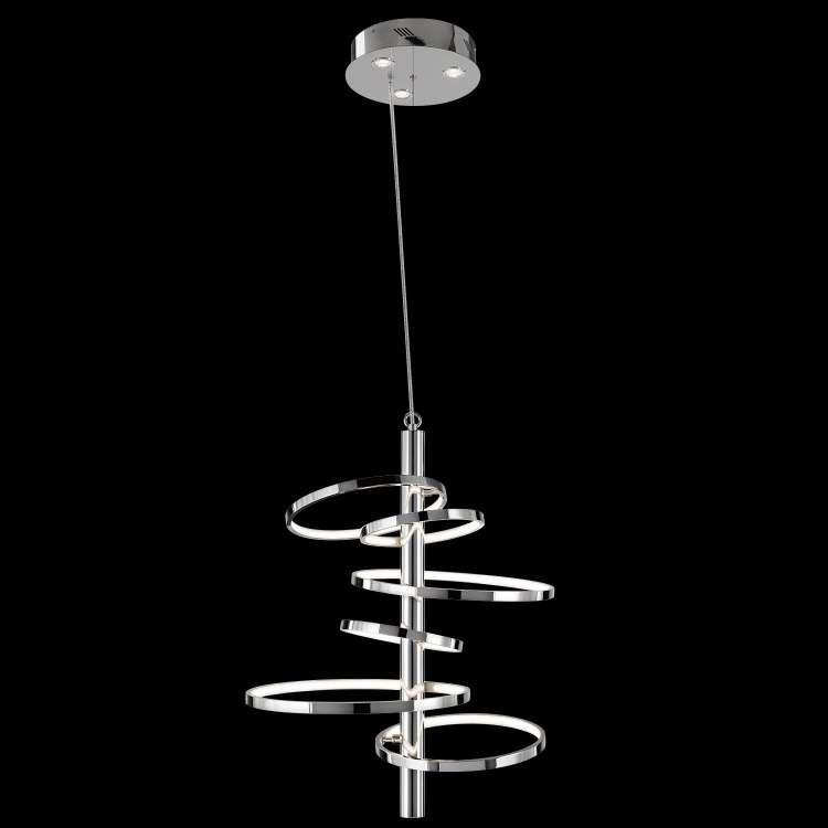 Foto para 2451lm Sirkus Etched Acrylic Chrome Integrated LED warm white LED 6 Ring (light) + 3 Recessed Pendant