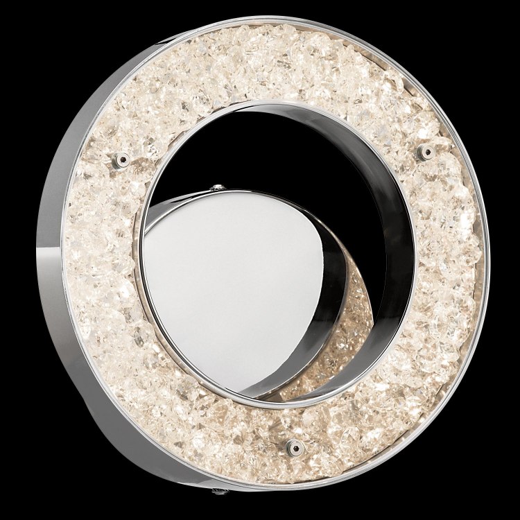 Foto para 905lm Crushed Ice Clear Glass With Crystals Gems Chrome Integrated LED warm white LED 1 (light) Circular Sconce
