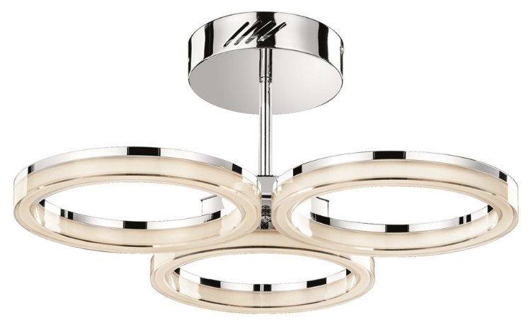 Foto para 2108lm Ithican Clear Acrylic Etched Inside Chrome Integrated LED 3 Ring (light) Semi-Flush