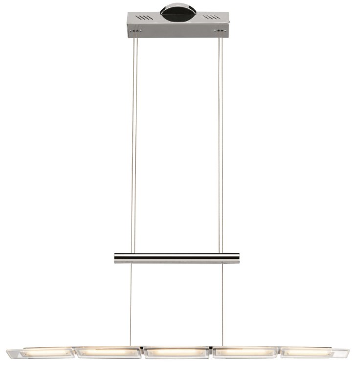 Foto para 1211lm Kupa Etched Glass With Clear Edge Chrome Integrated LED 40 inch Island Pendant