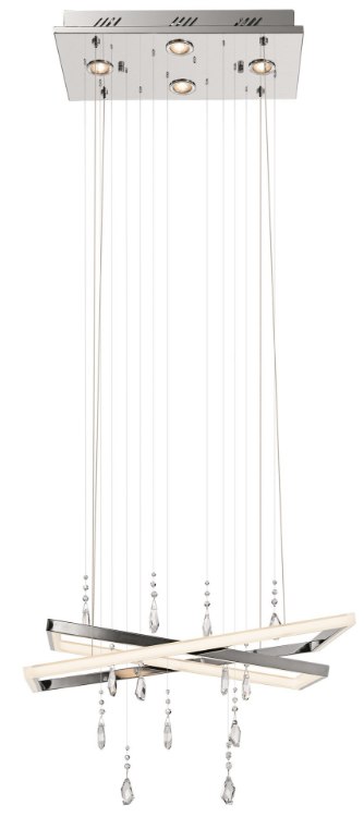 Foto para 1233lm Maze Clear Acrylic Etched Inside With Hanging Crystal Accents Chrome Integrated LED chandelier