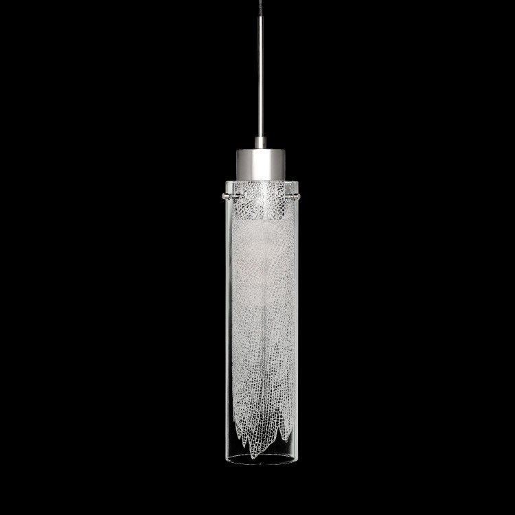 Foto para 298lm Krysalis Clear W/ White Metal Filigree Chrome Integrated LED mini pendant